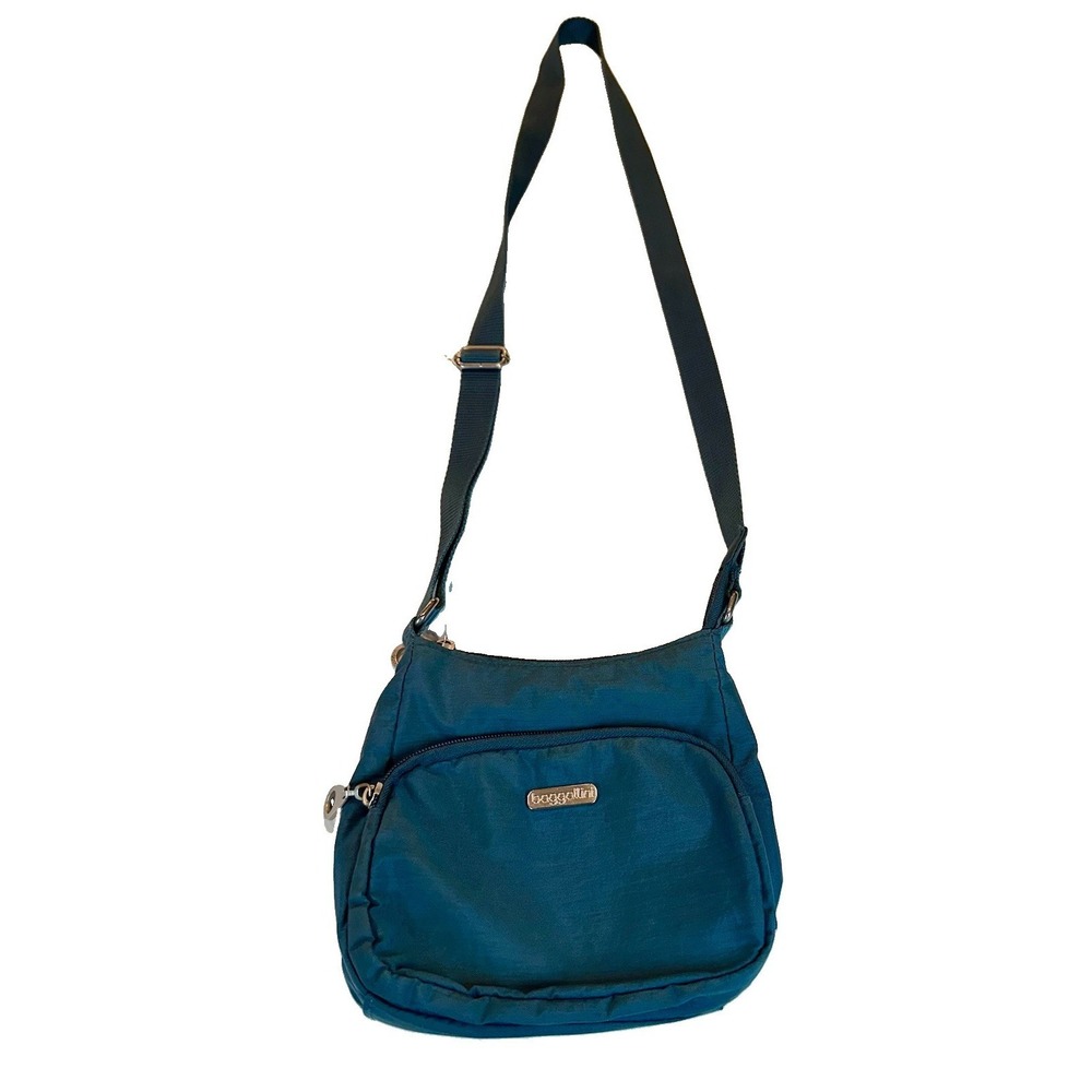 Baggallini Crossbody Shoulder Bag Blue Nylon Travelโ Purse Adjustable Strap